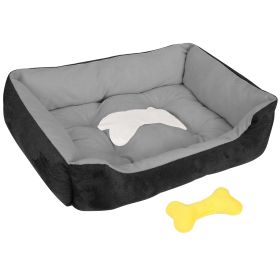 Pet Dog Bed Soft Warm Fleece Puppy Cat Bed Dog Cozy Nest Sofa Bed Cushion Mat XXL Size (Color: Black, Size: XXL)