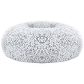 Pet Dog Bed Soft Warm Fleece Puppy Cat Bed Dog Cozy Nest Sofa Bed Cushion M Size (Color: Gray, Size: M)