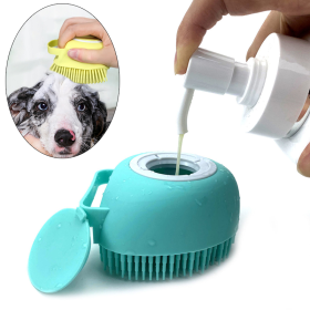 Pet Hair Comb Bath Brush Shampoo Brush Soft Silicone Comb Hair Scalp Massager For Dogs (Color: Square - Blue, Size: As The Pictures)