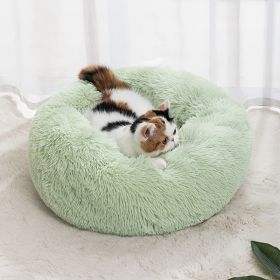 Pet Bed For Dog & Cat; Plush Cat Bed Warm Dog Bed For Indoor Dogs; Plush Dog Bed; Winter Cat Mat (Color: Light Green, Size: 50cm/19.7in)