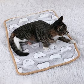 Warming Pet Pad Cartoon Paw Print Cat Warm Bed Plush Sleeping Pad For Small Puppy Dogs Kitten (Size: M)