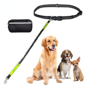 Hands Free Dog Leash with Zipper Pouch; Dual Padded Handles and Durable Bungee for Walking; Jogging and Running Your Dog (Specification (L * W): 2.5*122CM, Colour: Green suit)