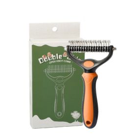 Pet Grooming Brush - Double Sided Shedding, Dematting Undercoat Rake For Dogs, Cats - Extra Wide Dog Grooming Brush, Dog Brush For Shedding, Cat Brush (Color: Orange, Size: L)