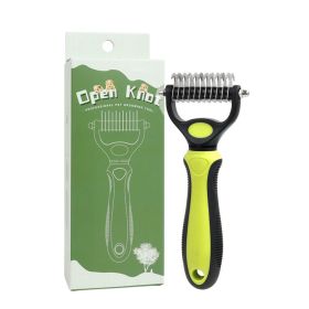 Pet Grooming Brush - Double Sided Shedding, Dematting Undercoat Rake For Dogs, Cats - Extra Wide Dog Grooming Brush, Dog Brush For Shedding, Cat Brush (Color: Green, Size: S)