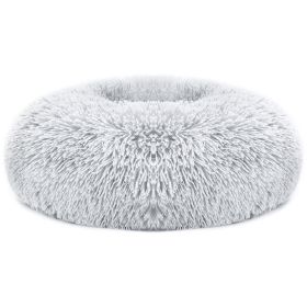 Pet Dog Bed Soft Warm Fleece Puppy Cat Bed Dog Cozy Nest Sofa Bed Cushion L Size (Color: Gray, Size: L)