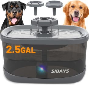 3 Flow Modes Large Pet Water Fountain for Cats, Automatic Dog Water Bowl Dispenser with 7" Large Filter & Smart LED Pump (Color: BLACK-GREY)