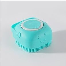 Pet Grooming Bath Massage Brush with Soap and Shampoo Dispenser Soft Silicone Bristle for Long Short Haired Dogs Cats Shower, (Color: bule)