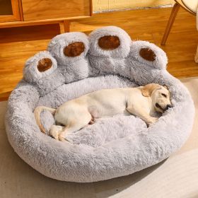 Kennel Warm Medium Large Dog Corgi Golden Retriever Bed Fleece-lined Sofa Mattress (Option: Light Gray-3XL Diameter 110cm)